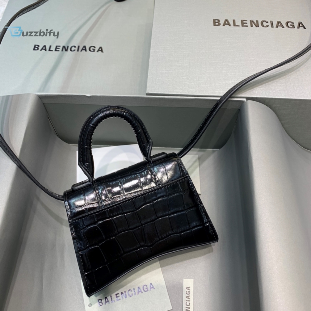 Balenciaga Hourglass Mini Handbag In Black For Women Womens Bags 4.7In12cm