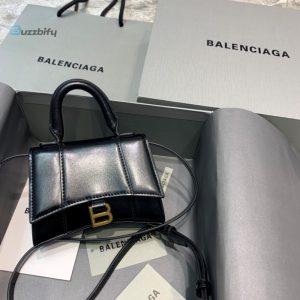 Balenciaga Hourglass Mini Handbag In Black For Women Womens Bags 4.7In12cm