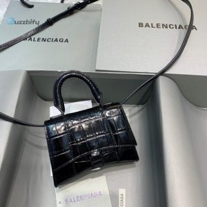Balenciaga Hourglass Mini Handbag In Black For Women Womens Bags 4.7In12cm