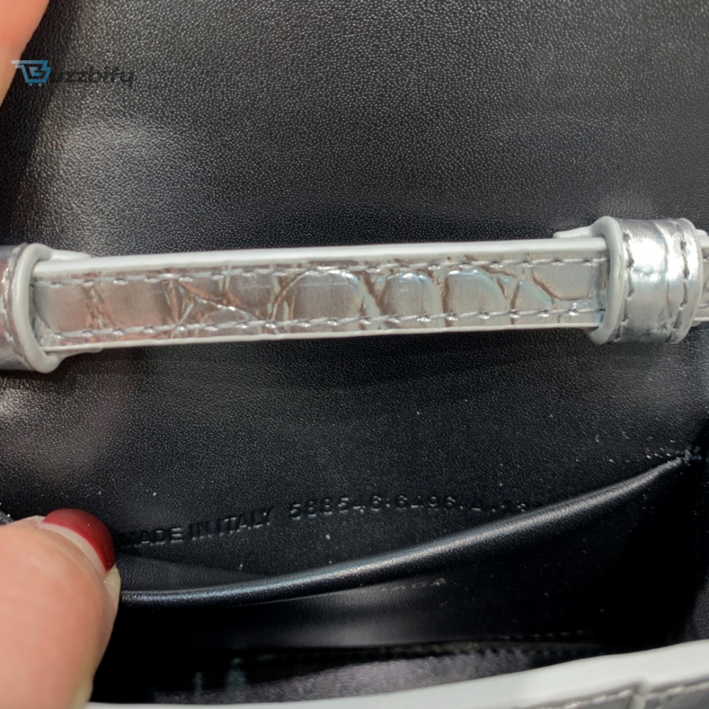 Balenciaga Hourglass Mini Handbag In Sliver For Women Womens Bags 4.7In12cm