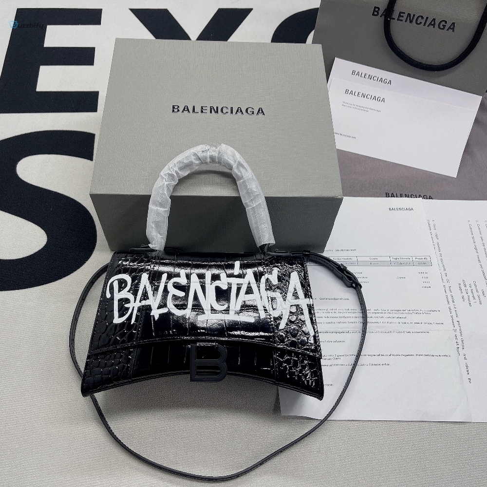 Balenciaga Hourglass Small Handbag In Black For Women Womens Bags 9In23cm