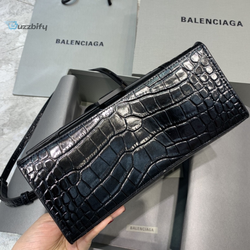 Balenciaga Hourglass Small Handbag In Black For Women Womens Bags 9In23cm