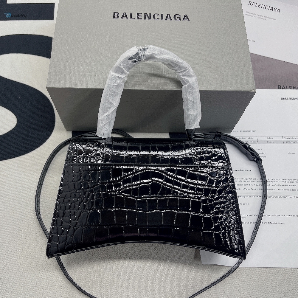 Balenciaga Hourglass Small Handbag In Black For Women Womens Bags 9In23cm