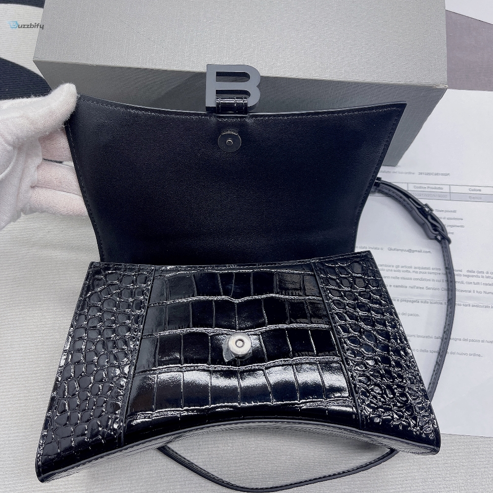 Balenciaga Hourglass Small Handbag In Black For Women Womens Bags 9In23cm