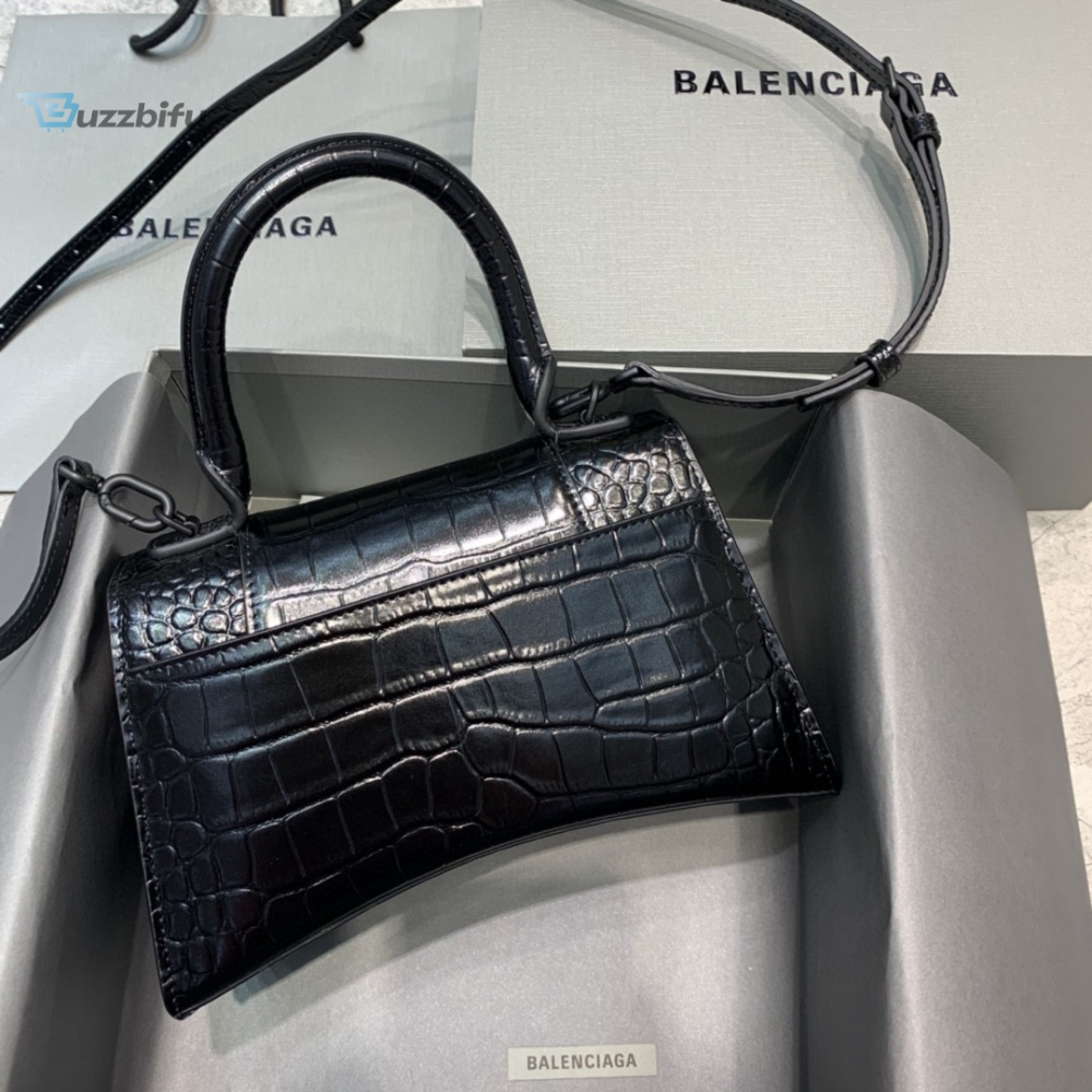Balenciaga Hourglass Small Handbag In Black For Women Womens Bags 9In23cm