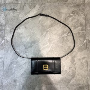 Balenciaga Hourglass Wallet Bag In Black For Women Womens Bags 8In20cm
