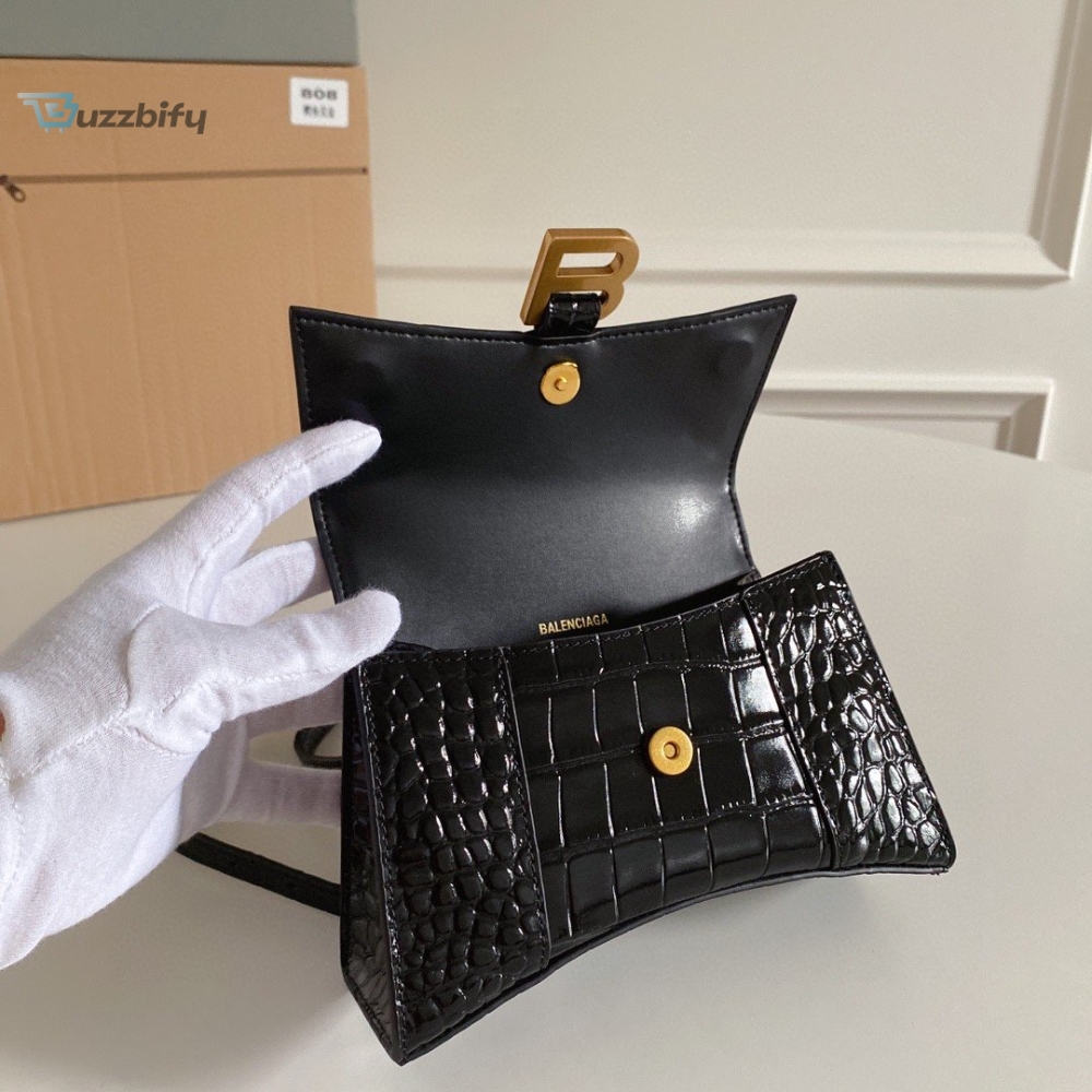 Balenciaga Hourglass Xs Handbag In Black For Women Womens Bags 7.4In19cm