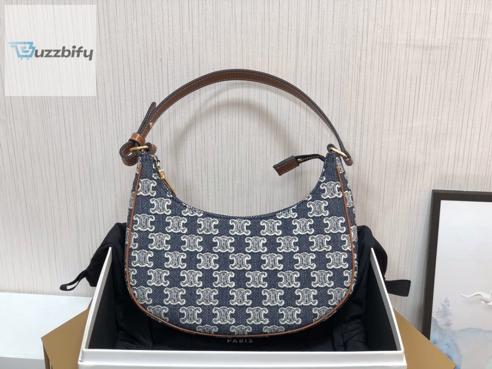 Celine Ava Bag In Triomphe Canvas Denim For Women 9In23cm