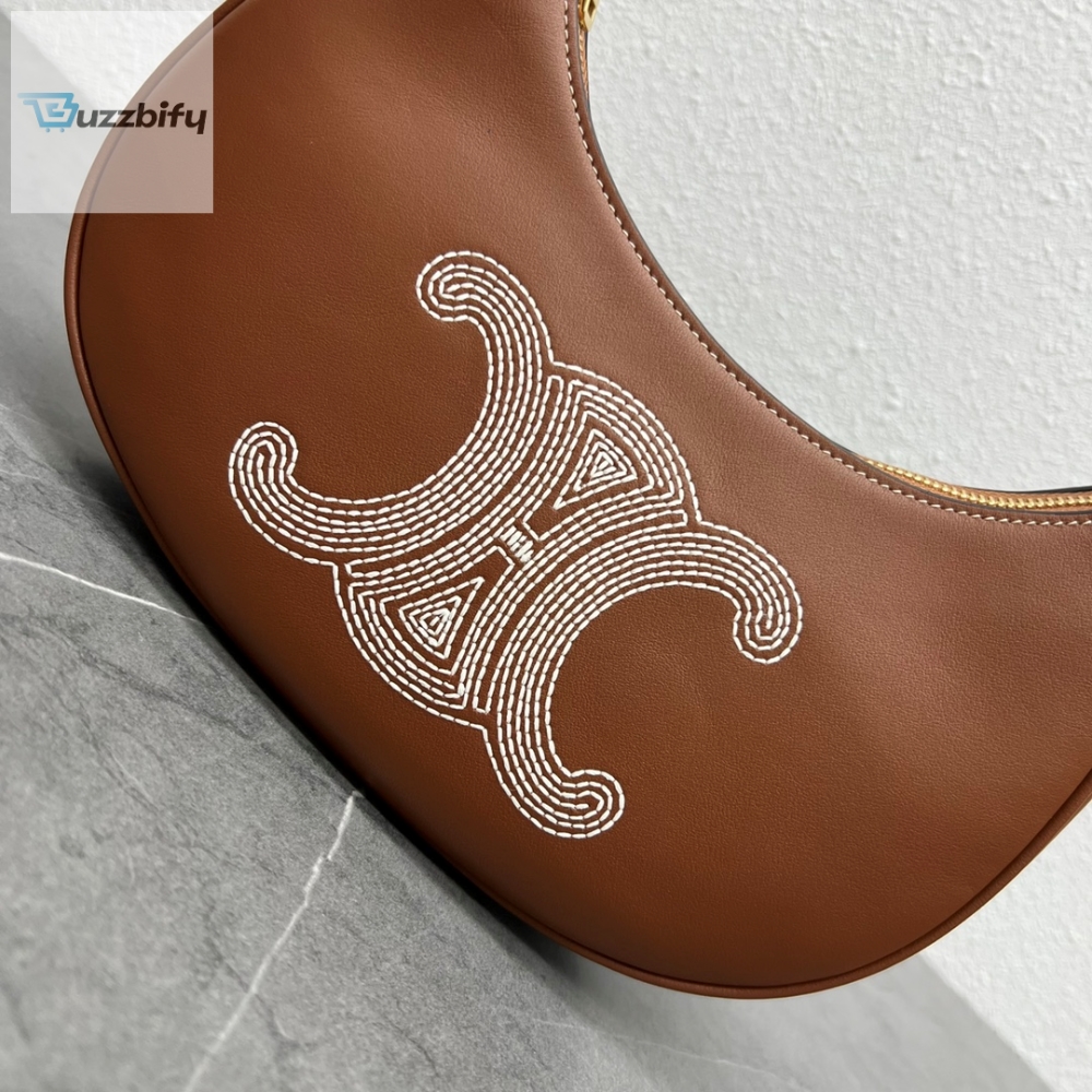 Celine Ava Bag With Triomphe Embroidery Tan For Women 9In23cm 193953Efs.04Lu