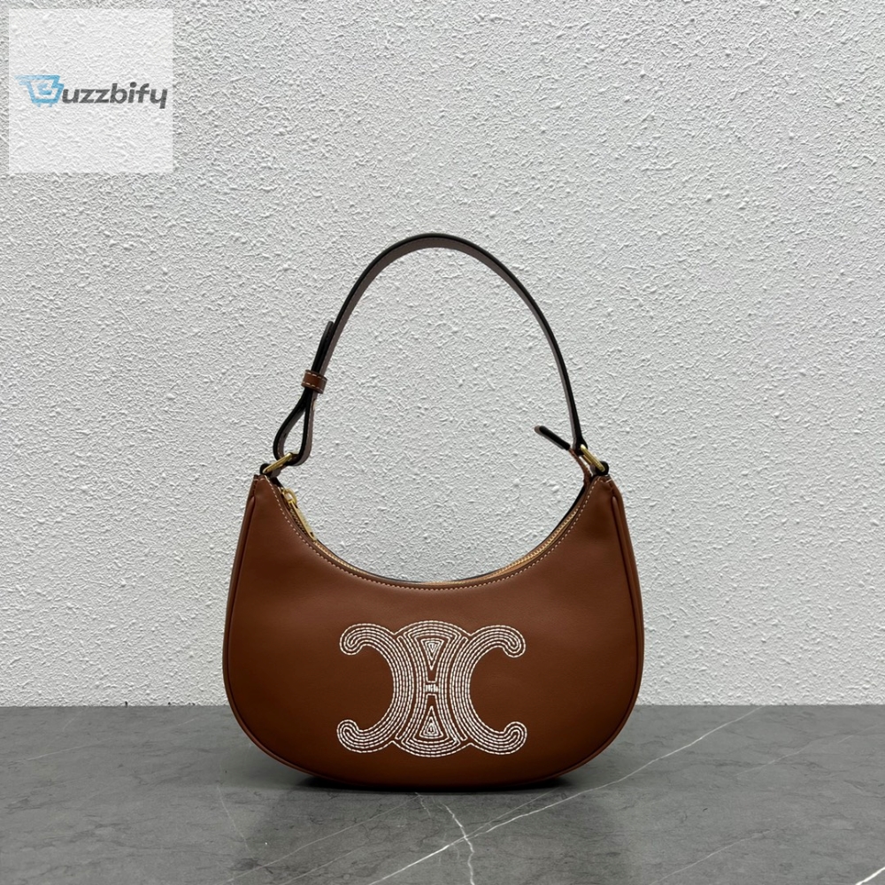 Celine Ava Bag With Triomphe Embroidery Tan For Women 9In23cm 193953Efs.04Lu