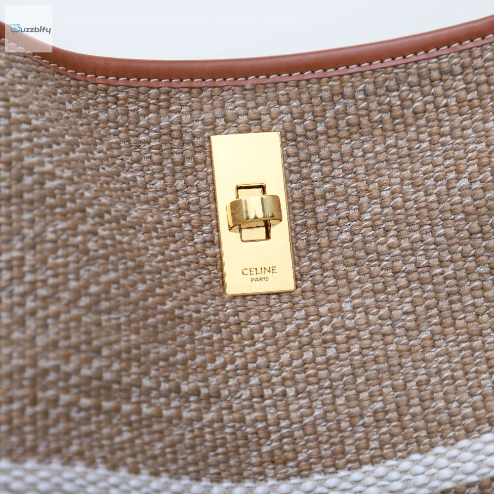 Celine Bucket 16 Bag In Striped Textile Beige For Women 9.8In25cm