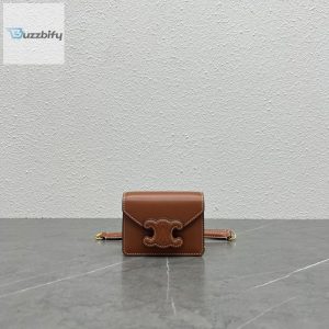 Celine Card Holder On Chain Triomphe Tan For Women 4In11cm 10J743dpv.04Lu