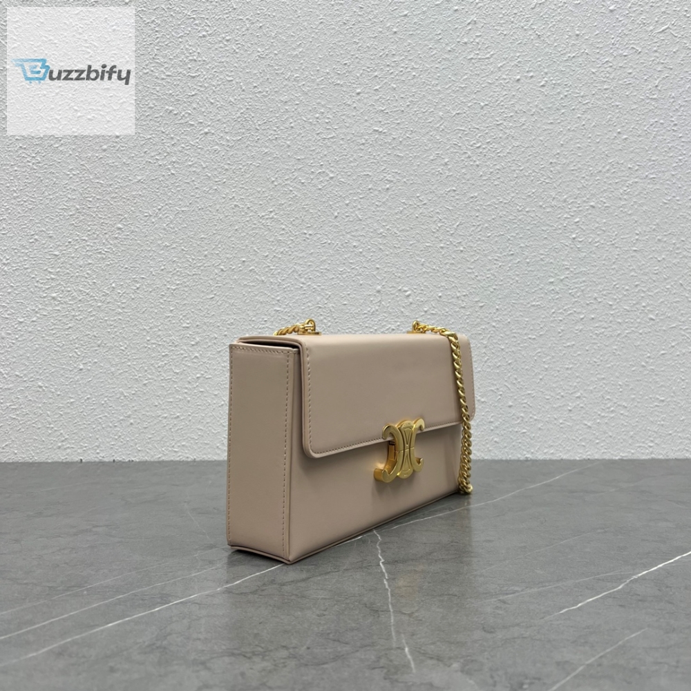 Celine Chain Box Triomphe Bag Beige For Women 9In22cm