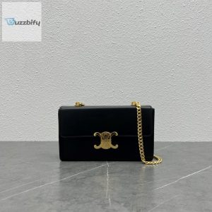 Celine Chain Box Triomphe Bag Black For Women 9In22cm 110803Bf4.38No