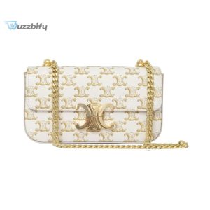 Celine Chain Shoulder Bag White For Women 8In20.5Cm