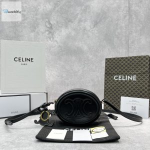 Celine Crossbody Oval Purse Cuir Triomphe Black For Women 6In16cm 10I703dpq.38No