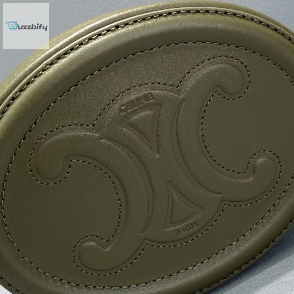 Celine Crossbody Oval Purse Cuir Triomphe Dark Green For Women 6In16cm