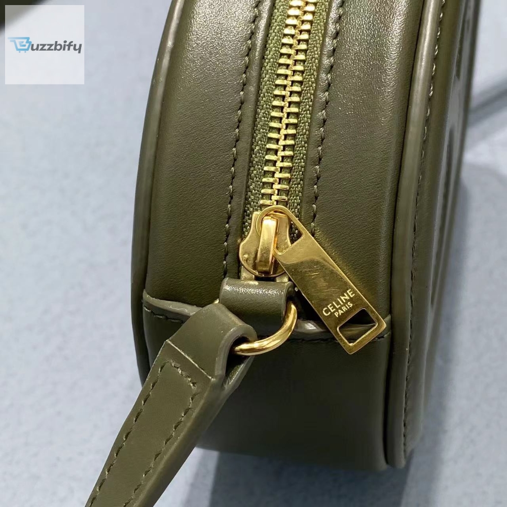 Celine Crossbody Oval Purse Cuir Triomphe Dark Green For Women 6In16cm