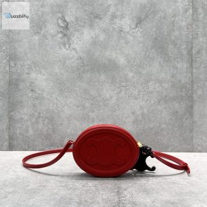 Celine Crossbody Oval Purse Cuir Triomphe Red For Women 6In16cm