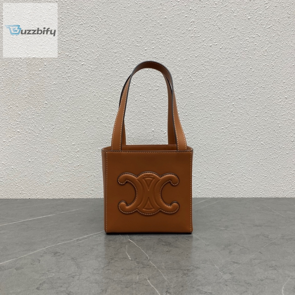 Celine Cube Bag Cuir Triomphe Square Tan For Women 6In15cm