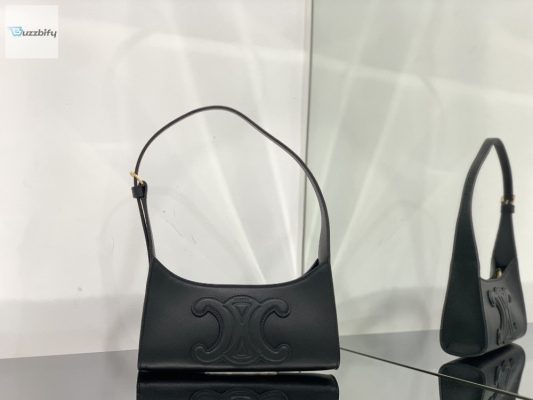 Celine Cuir Triomphe Bag Black For Women 9In24cm