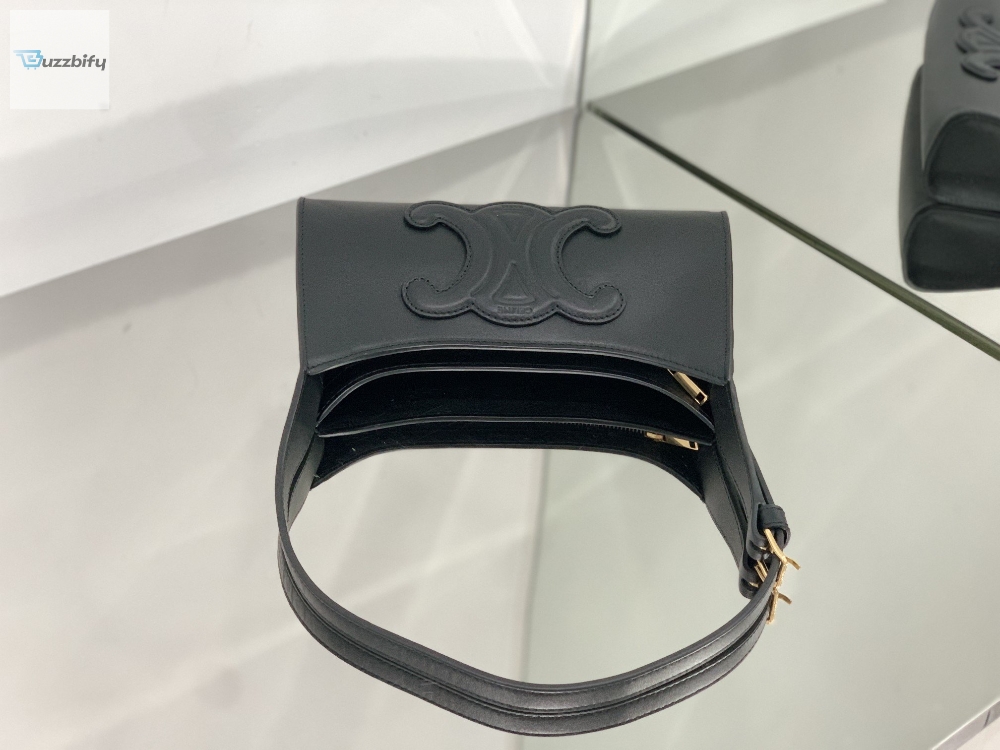 Celine Cuir Triomphe Bag Black For Women 9In24cm