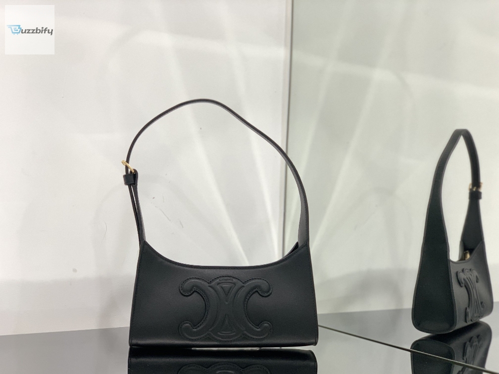 Celine Cuir Triomphe Bag Black For Women 9In24cm