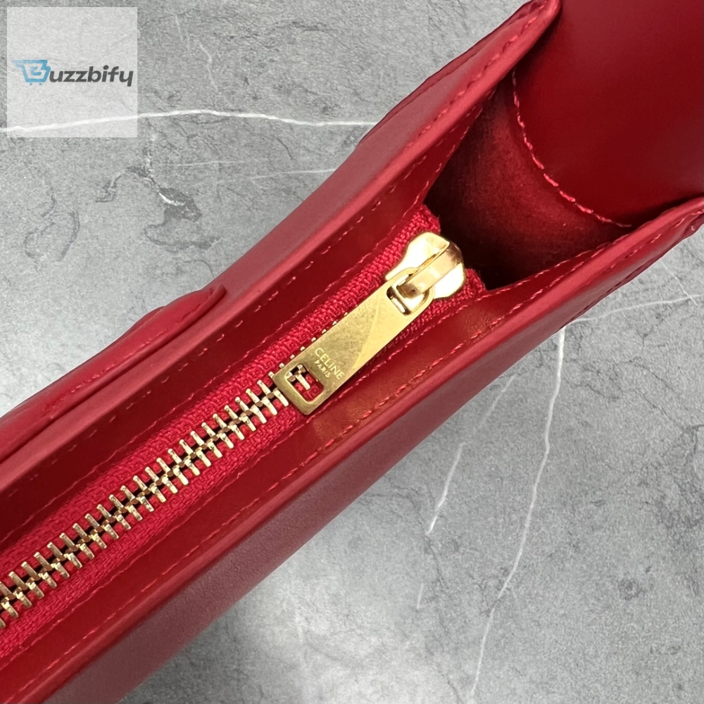 Celine Cuir Triomphe Shoulder Bag Red For Women 9.4In24cm