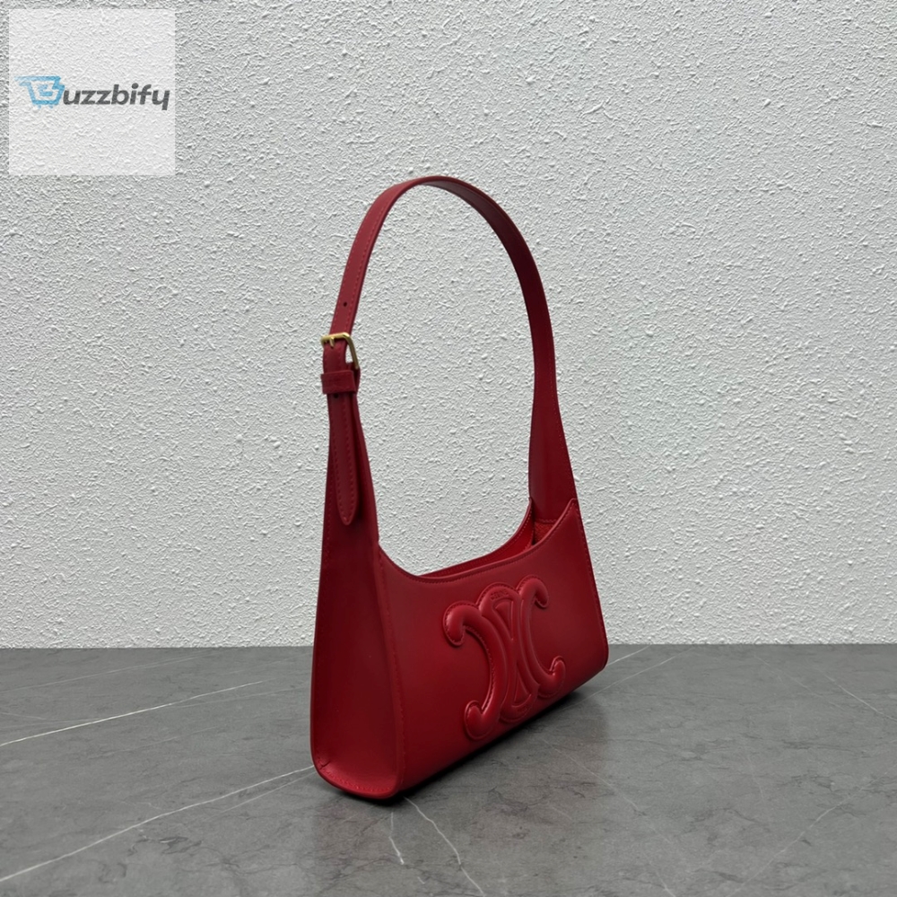 Celine Cuir Triomphe Shoulder Bag Red For Women 9.4In24cm