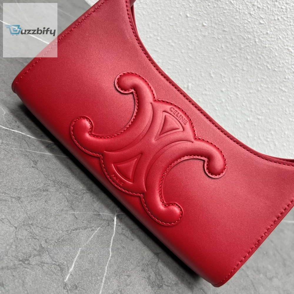 Celine Cuir Triomphe Shoulder Bag Red For Women 9.4In24cm