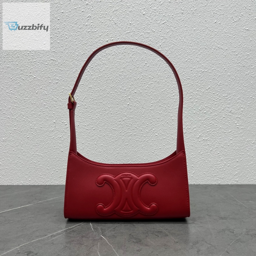 Celine Cuir Triomphe Shoulder Bag Red For Women 9.4In24cm