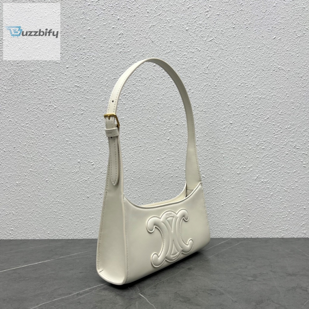 Celine Cuir Triomphe Shoulder Bag White For Women 9.4In24cm