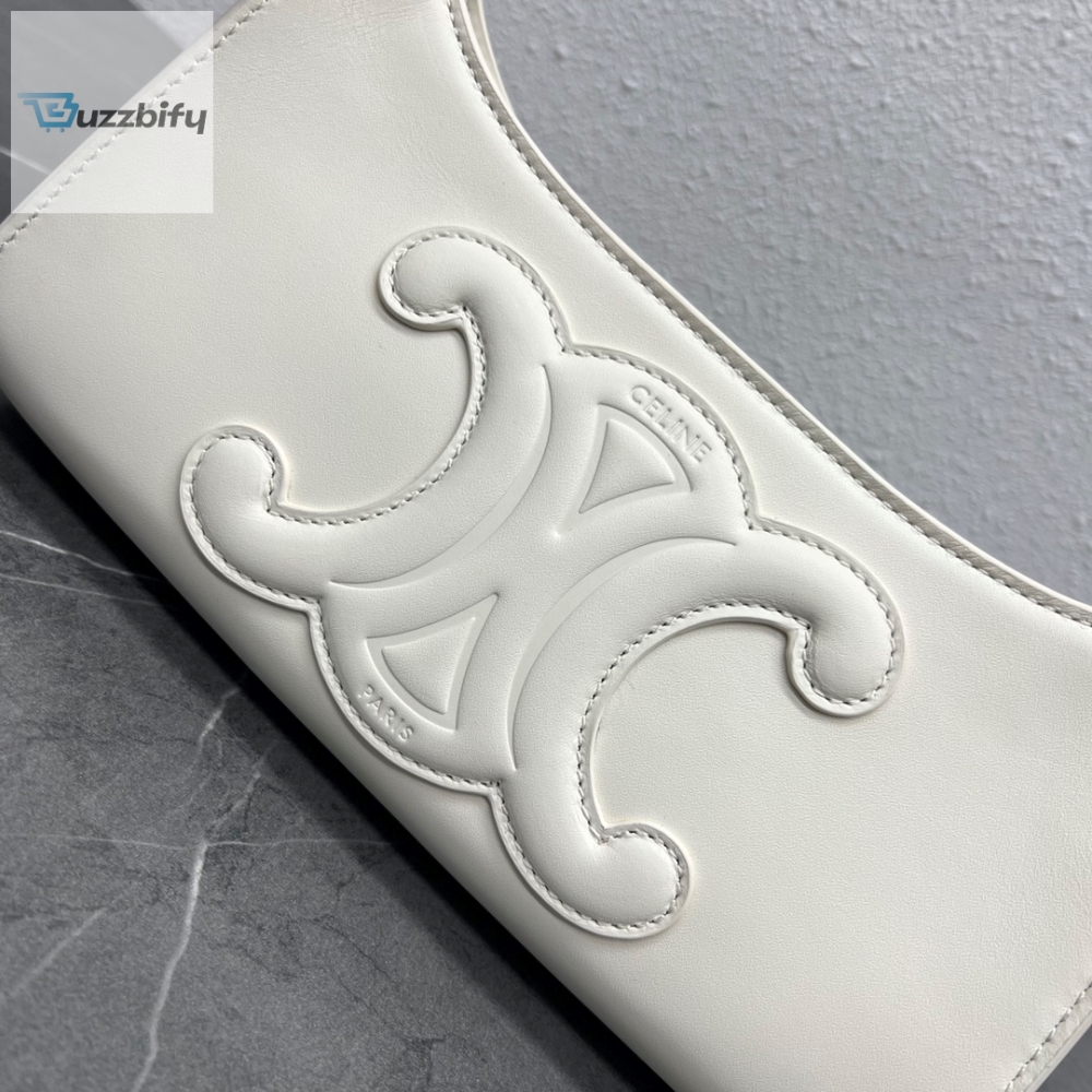 Celine Cuir Triomphe Shoulder Bag White For Women 9.4In24cm