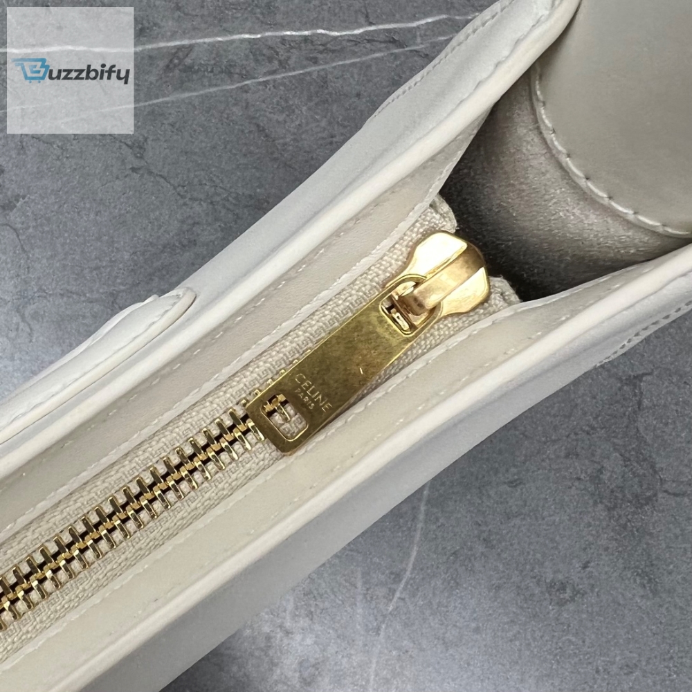 Celine Cuir Triomphe Shoulder Bag White For Women 9.4In24cm