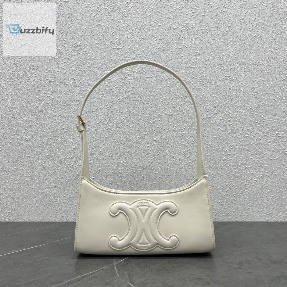 Celine Cuir Triomphe Shoulder Bag White For Women 9.4In24cm