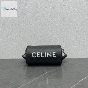 Celine Cylinder Bag In Triomphe Canvas Black For Women 9In22cm