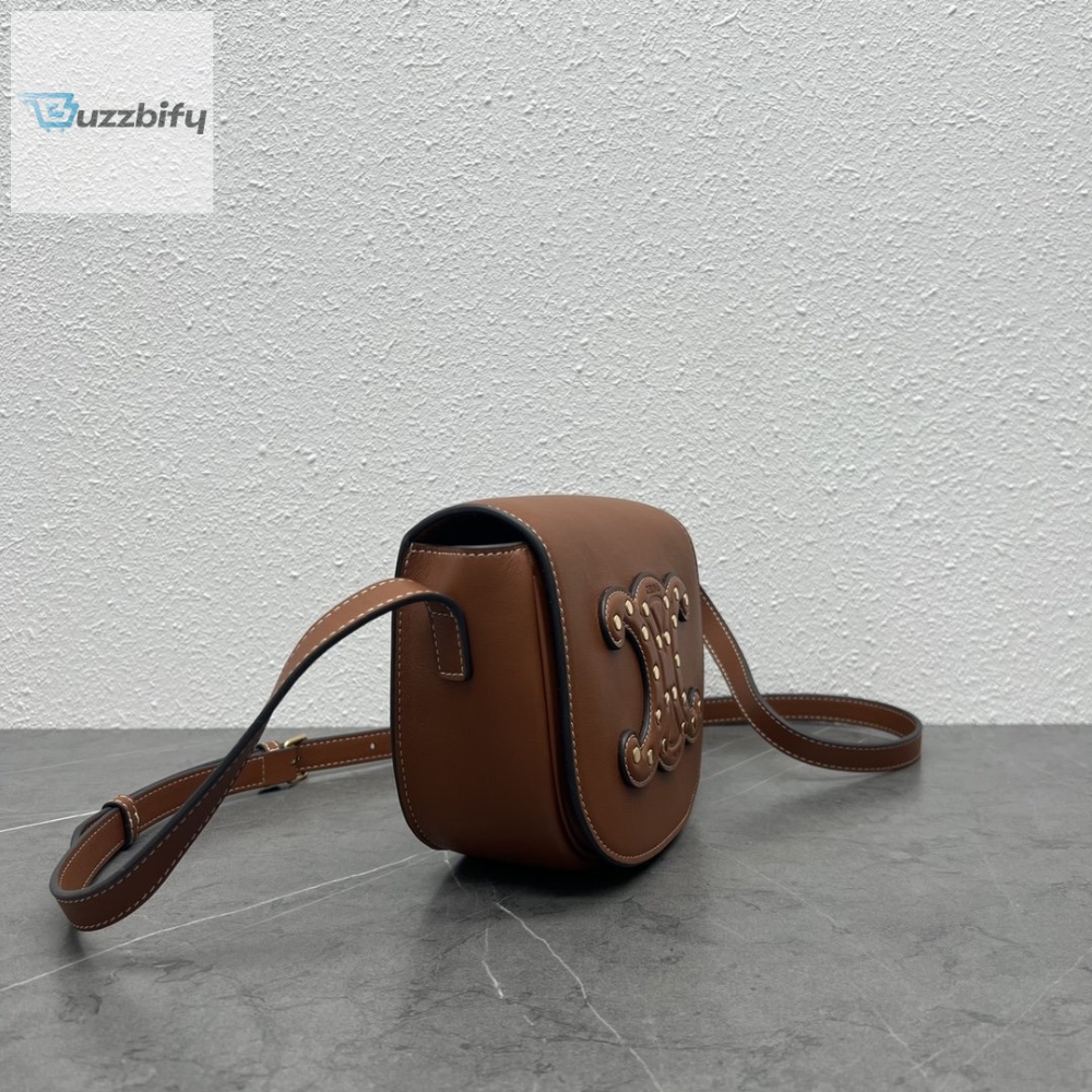 Celine Folco Cuir Triomphe With Studs Brown For Women 7In19cm 198263Du9.04Lu