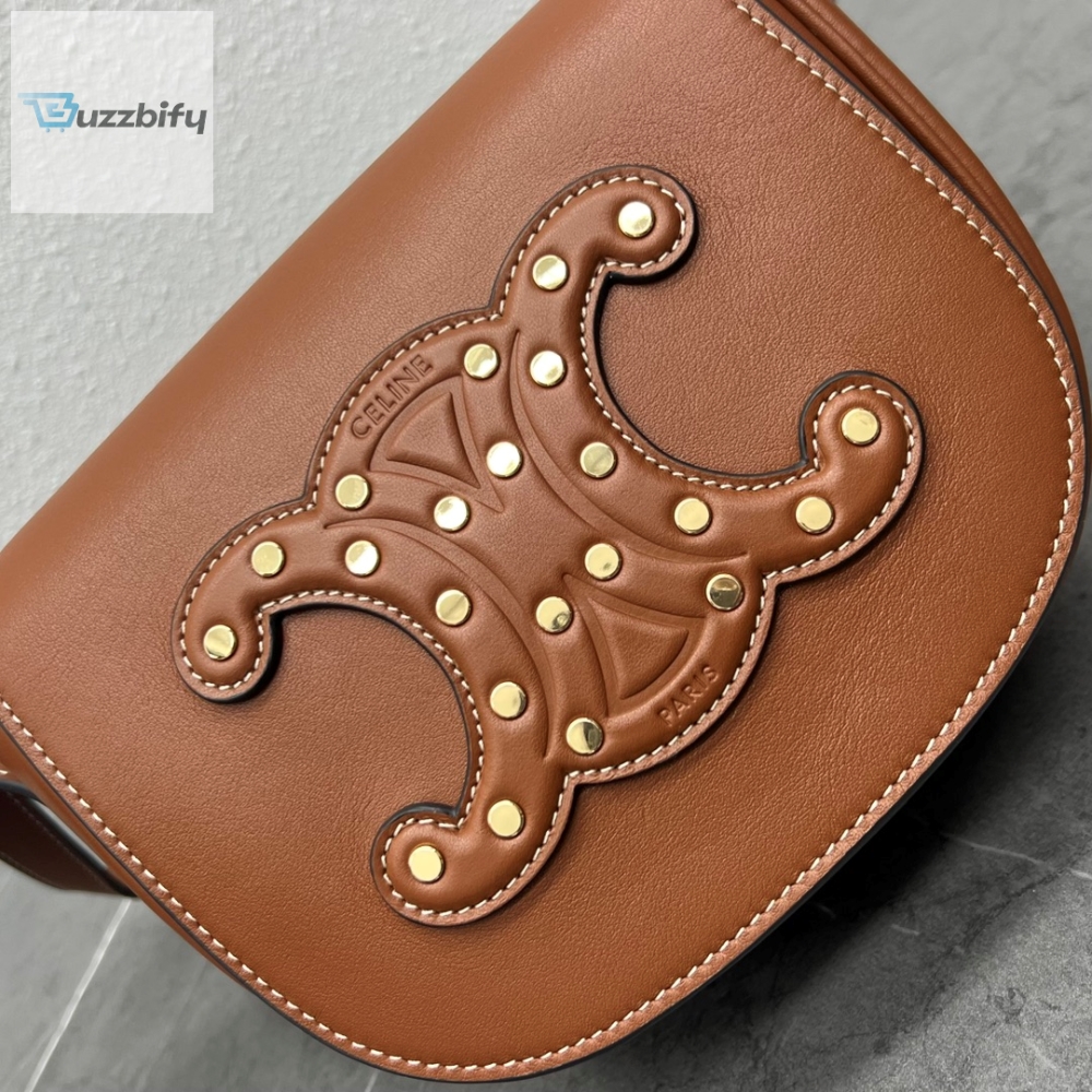 Celine Folco Cuir Triomphe With Studs Brown For Women 7In19cm 198263Du9.04Lu