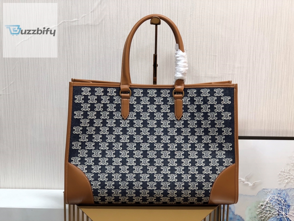 celine-horizontal-cabas-in-textile-with-triomphe-embroidery-denim-for-women-17in43cm-buzzbify-1