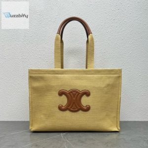 Celine Large Cabas Thais In Textile Natural  Tan For Women 16In41cm 196762Dst.02Nt