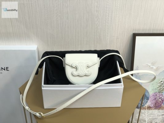 Celine Mini Besace Cuir Triomphe White For Women 4In11cm 10J303dpq.01Bc