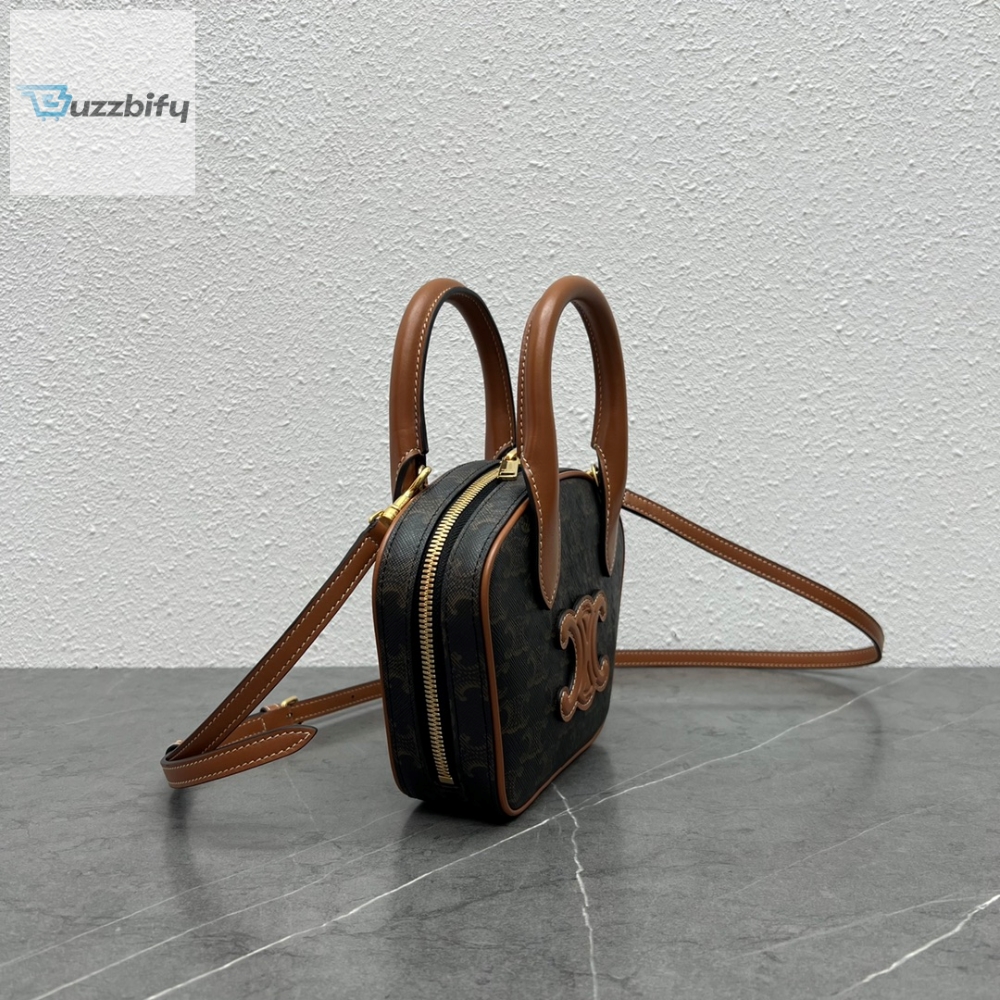 Celine Mini Bowling Bag In Triomphe Canvas Tan For Women 8In20cm 110462Ekx.04Lu