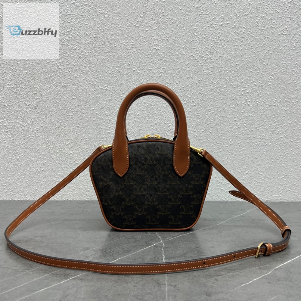 Celine Mini Bowling Bag In Triomphe Canvas Tan For Women 8In20cm 110462Ekx.04Lu