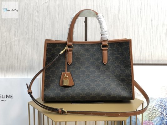 Celine Mini Horizontal Cabas In Triomphe Canvas Tan For Women 14In35cm 199742Bzj.04Lu