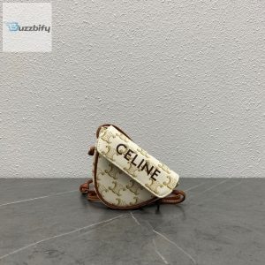 Celine Mini Triangle In Triomphe Canvas With Celine Print White For Women 8In21cm