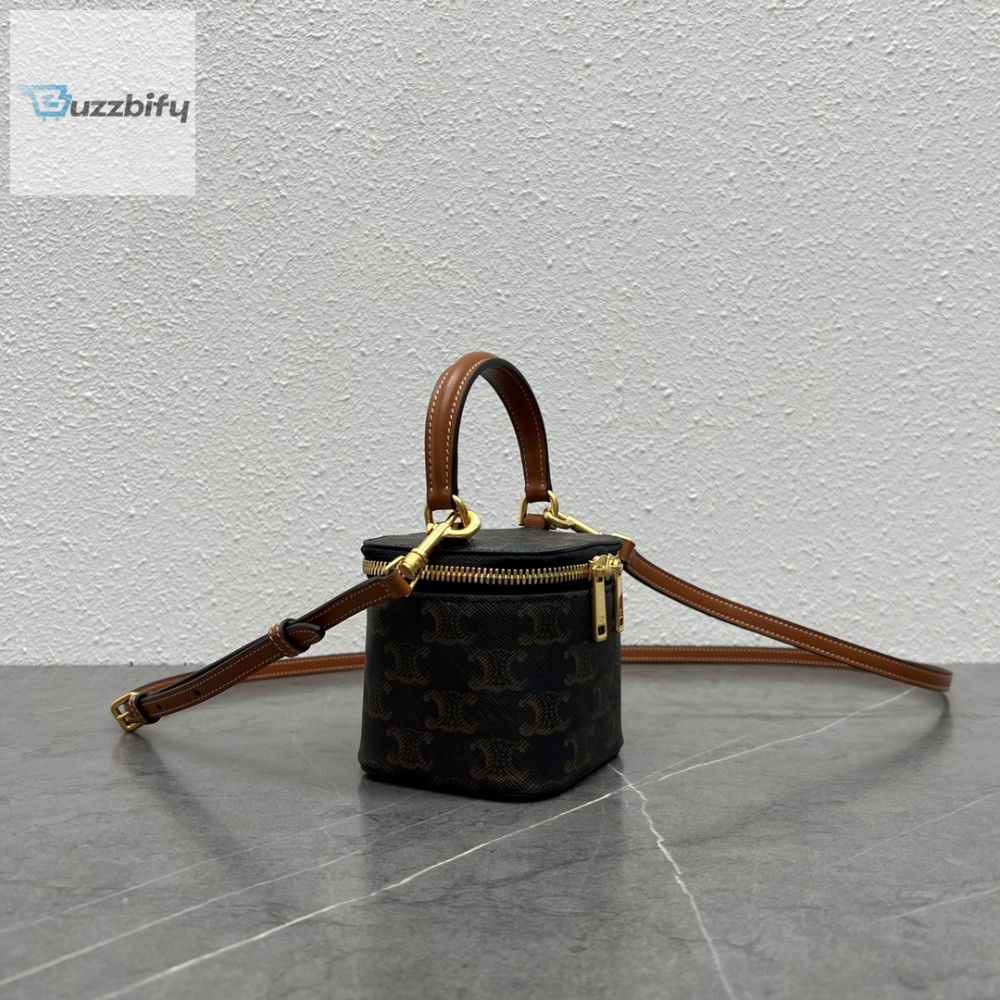 Celine Mini Vanity Case In Triomphe Canvas Tan For Women 4In9cm 10J762cz1.04Lu