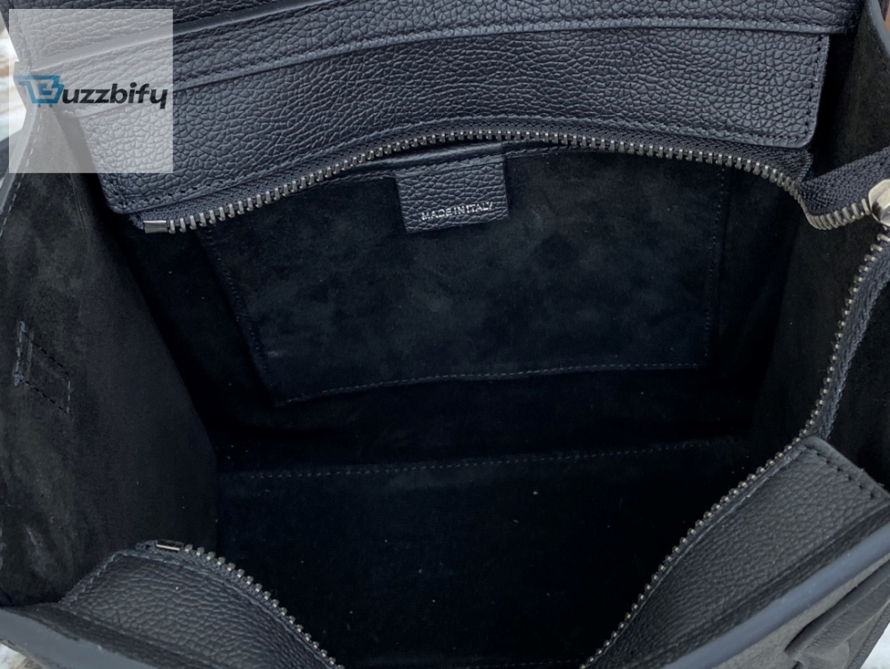 Celine Nano Luggage Bag In Drummed Black For Women 8In20cm 189243Dru.38No