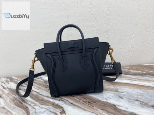 Celine Nano Luggage Bag In Drummed Black For Women 8In20cm 189243Hsc.38No