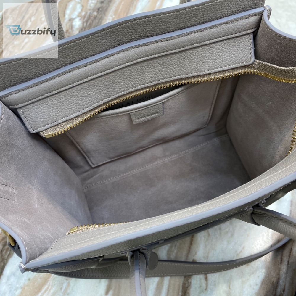 Celine Nano Luggage Bag In Drummed Dark Brown For Women 8In20cm