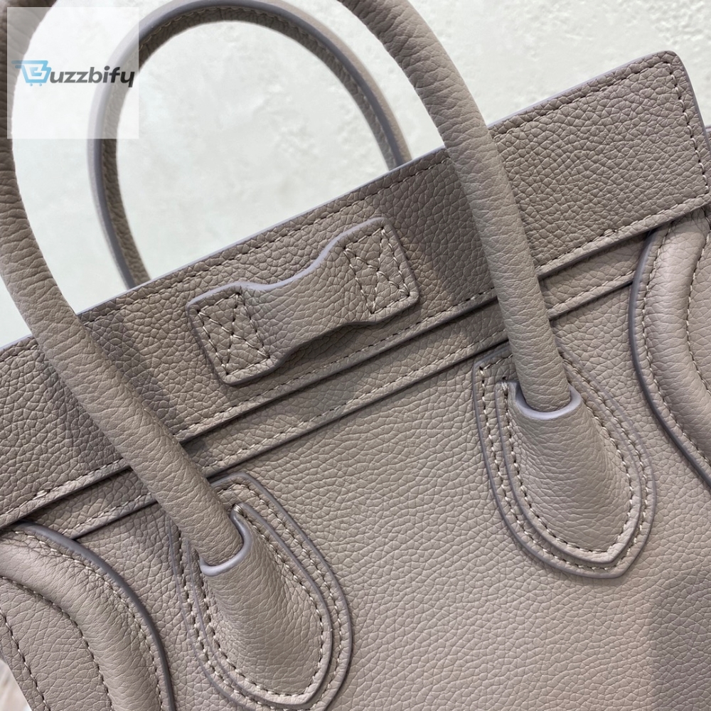 Celine Nano Luggage Bag In Drummed Dark Brown For Women 8In20cm